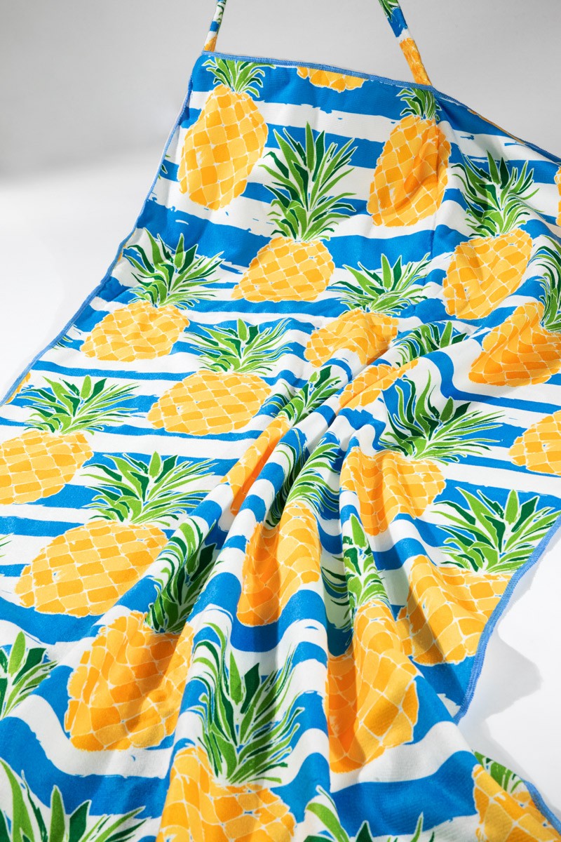 2 In 1 Pineapple Motif Bag and Towel: Blue / OS