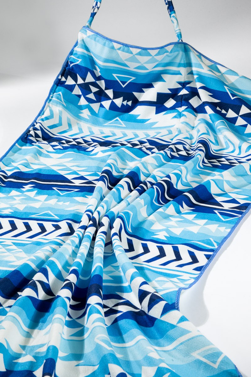 2 In 1 Ethnic Motif Bag and Towel: Blue / OS