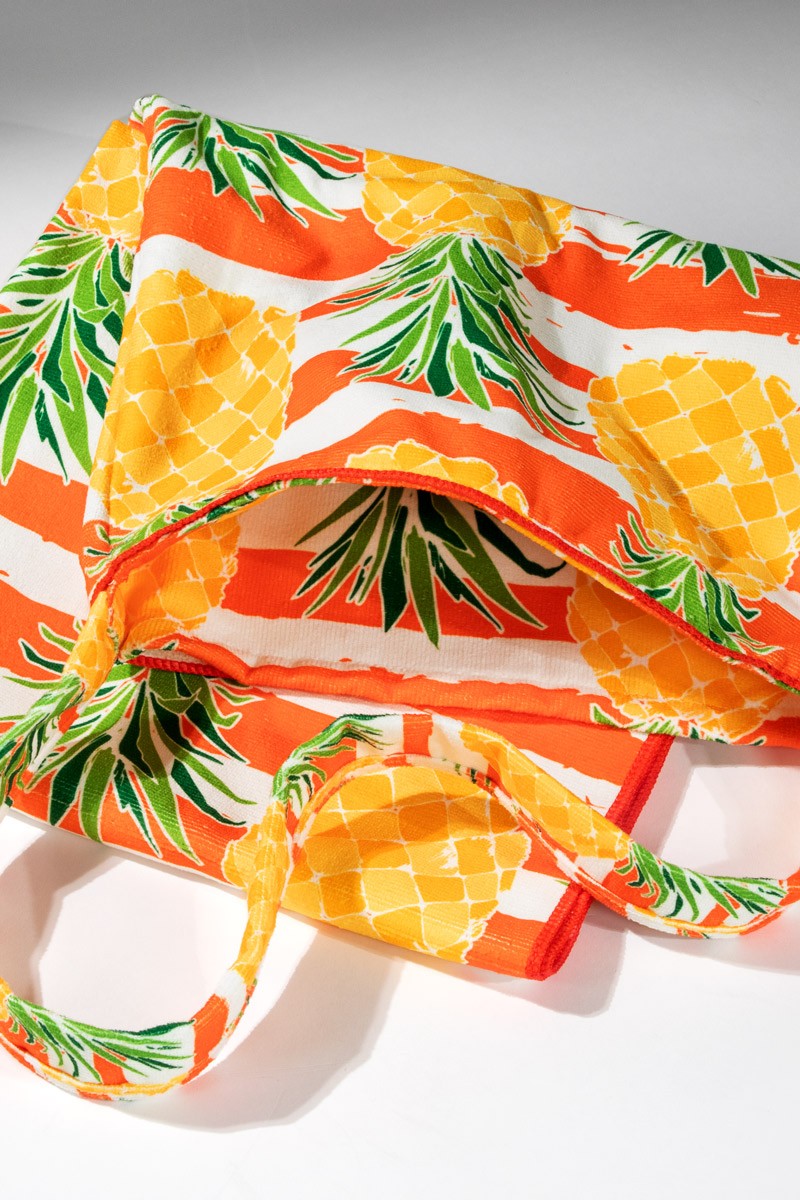 2 In 1 Pineapple Motif Bag and Towel: Blue / OS