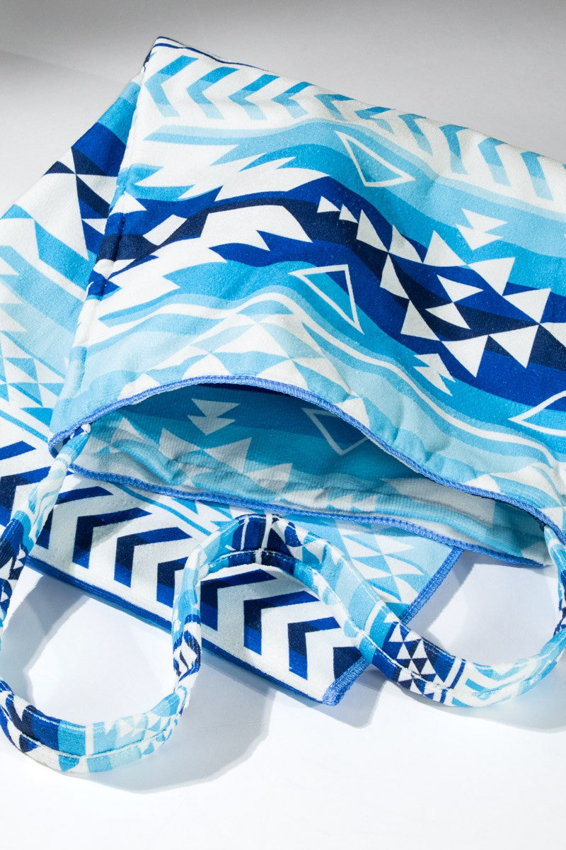 2 In 1 Ethnic Motif Bag and Towel: Blue / OS