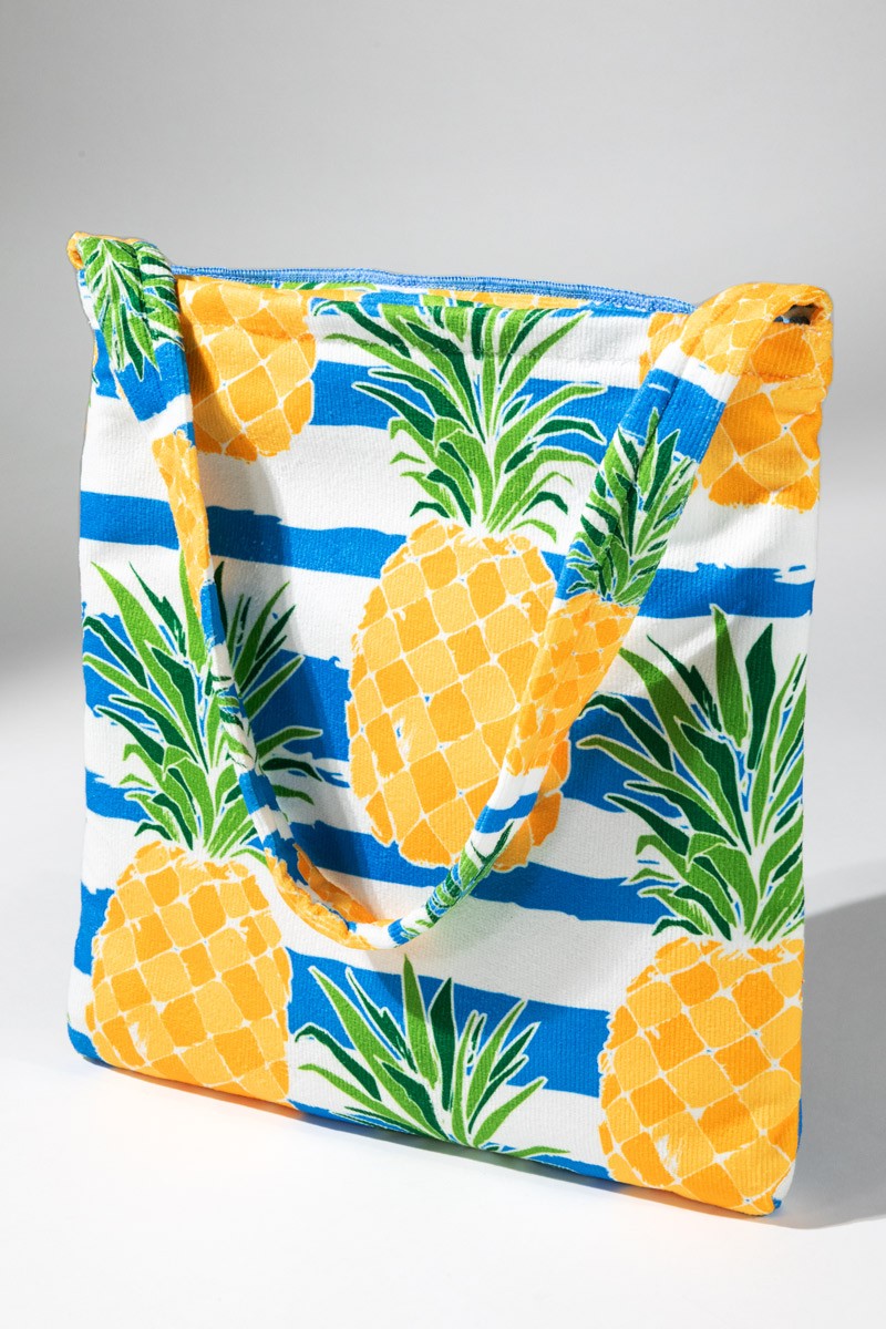 2 In 1 Pineapple Motif Bag and Towel: Blue / OS