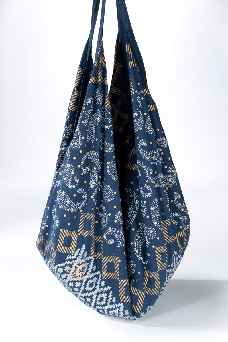 Hand Block Ethnic Print Bag: Eight Miles High / OS