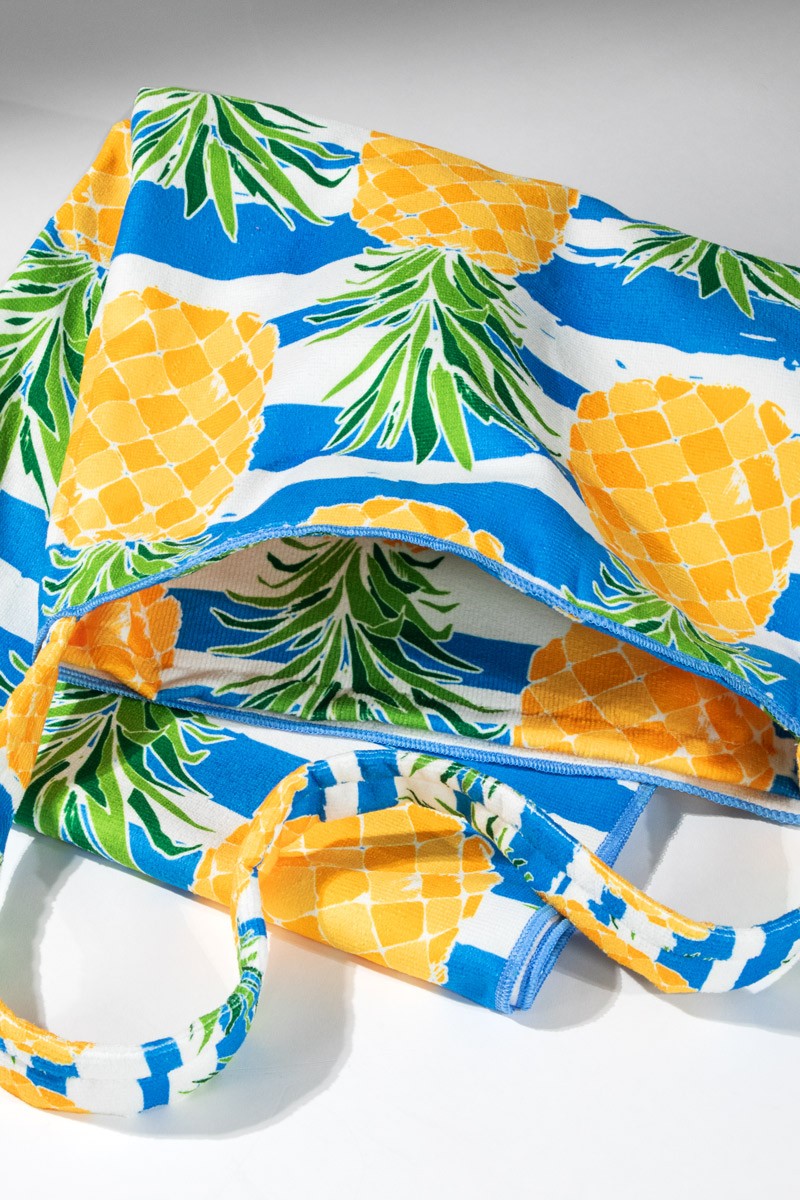 2 In 1 Pineapple Motif Bag and Towel: Blue / OS