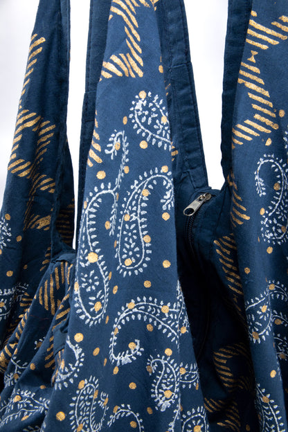 Hand Block Ethnic Print Bag: Eight Miles High / OS