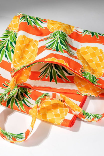 2 In 1 Pineapple Motif Bag and Towel: Blue / OS