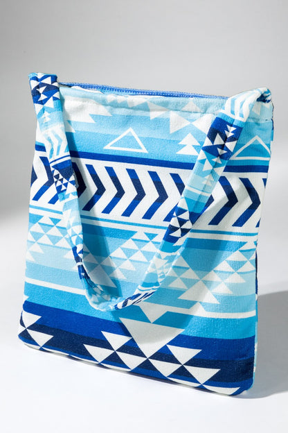 2 In 1 Ethnic Motif Bag and Towel: Blue / OS